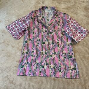 Saloni Paige Thistle Silk T Shirt Button Down 4
